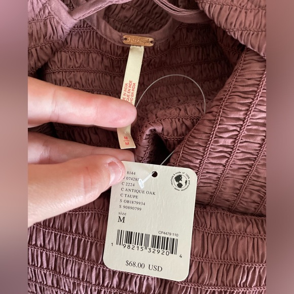 NWT Free People|| Iyla Smocked Mini, In Antique Oak Size Medium - Picture 7 of 8
